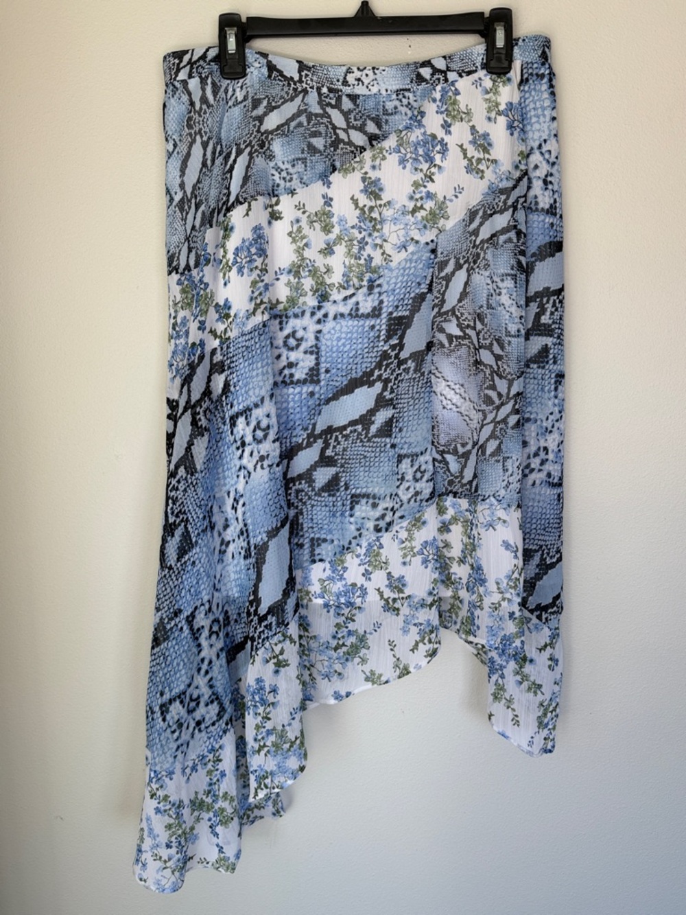 Y2K INC Patchwork Asymmetrical Floral Flowy Fairycore Cottage Midi Skirt